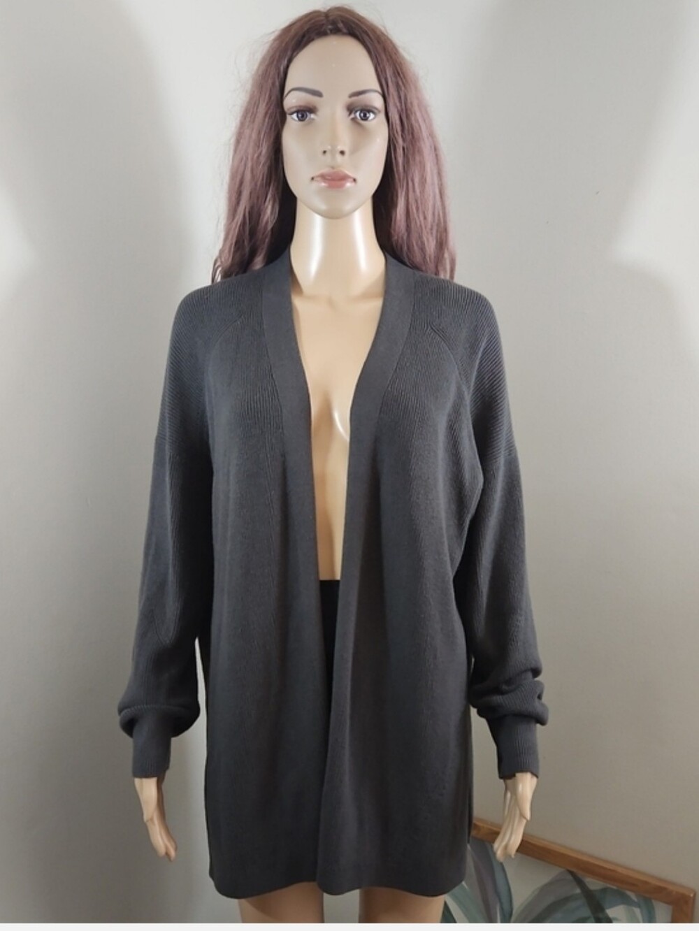 Lululemon Dark Gray open Front Cardigan Sweater Size 4 Soft Knit Women's